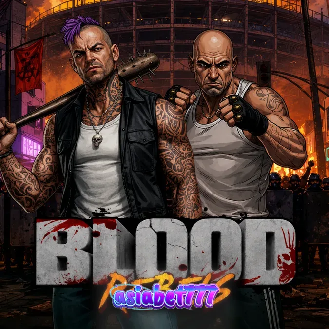 Tampilan visual slot Blood Rebels dengan tema pemberontakan jalanan